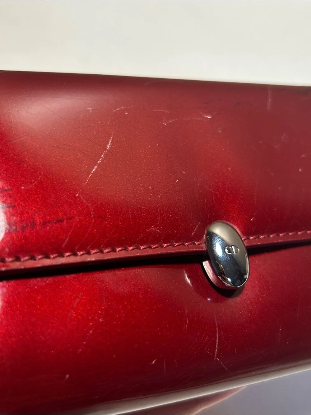 Christian Dior Vintage Wallet Red Patent Leather authentic
